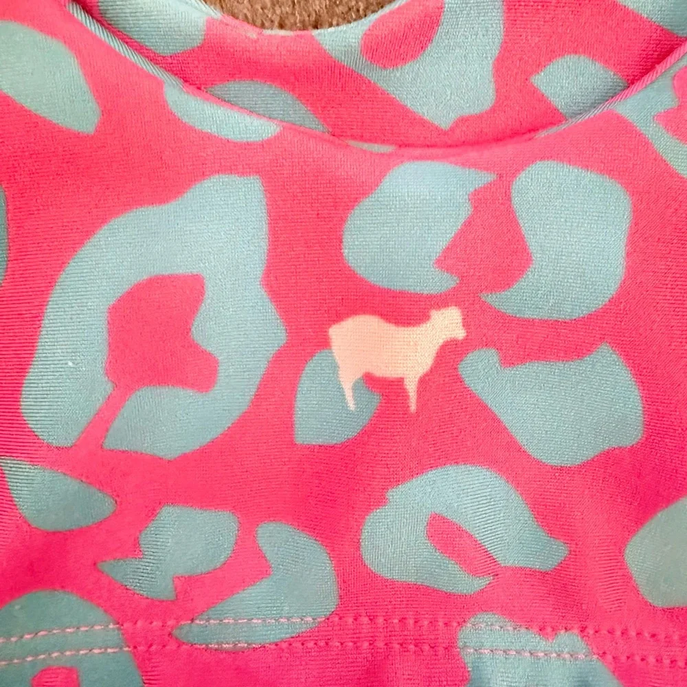 Goldsheep Pink and Blue Sports Bra with Bold Leopard Print - Picture 4 of 5